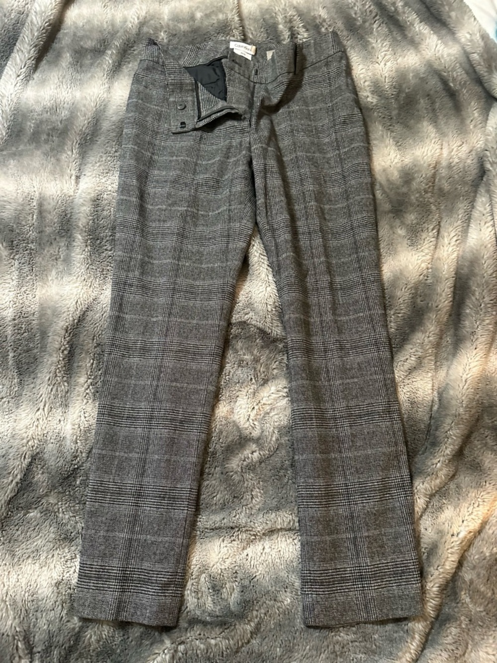 Calvin Klein Gray Glen Plaid Dress Pants